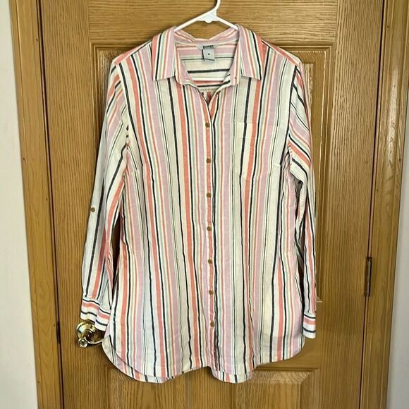 Duluth Trading Co Button Up Tunic Length Shirt   Hemp Organic Cotton Medium - Picture 1 of 7